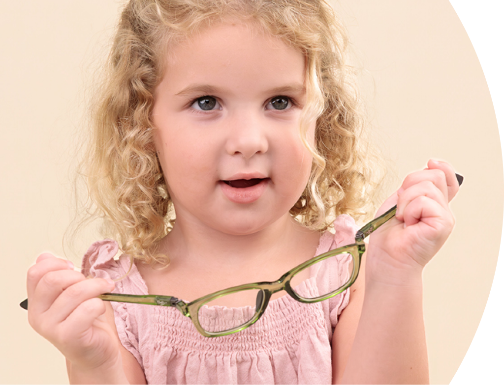 Child bending Lolo's glasses without damaging them