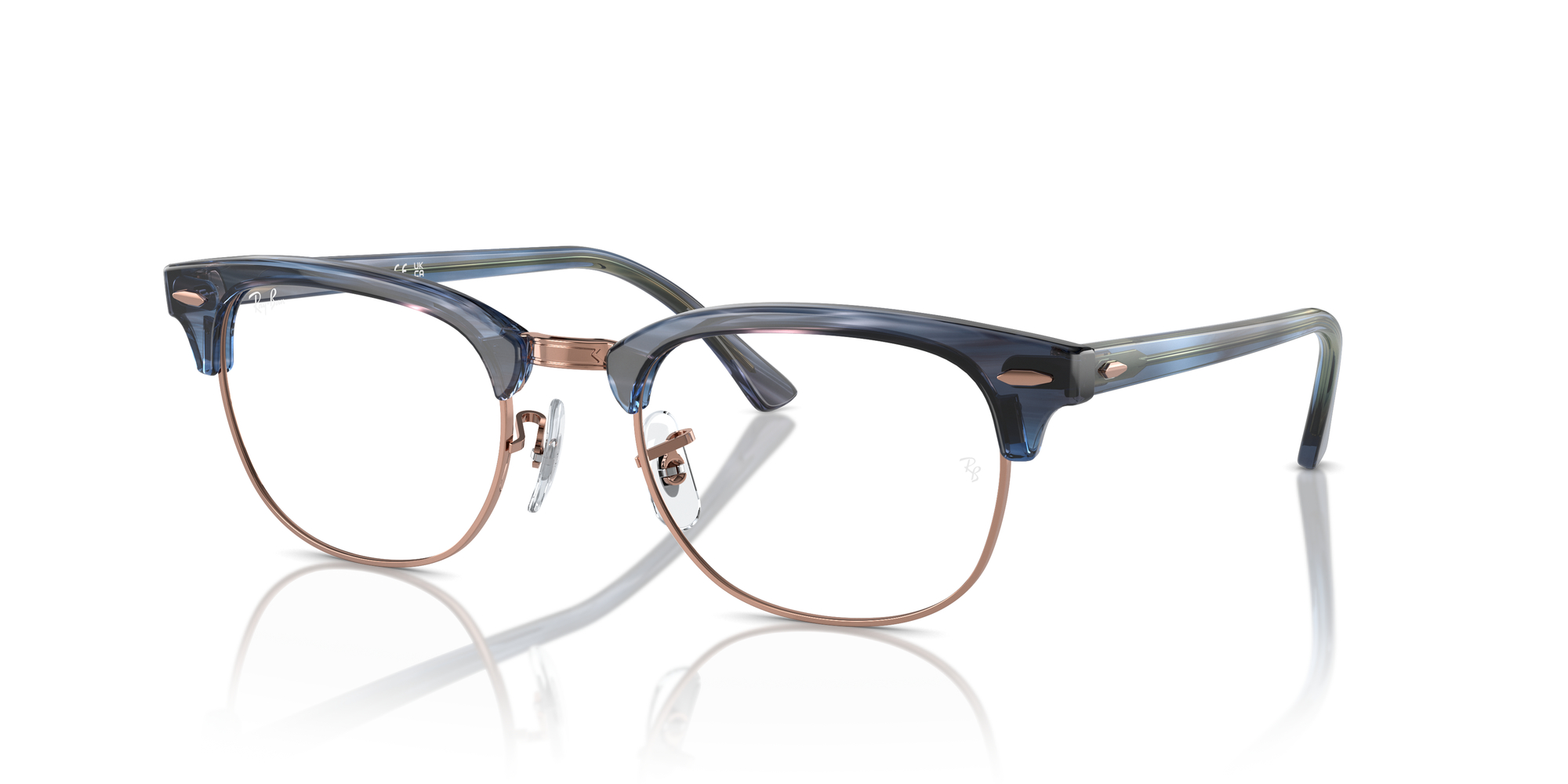 Clubmaster Optics RX5154 53mm - Striped Blue On Rosegold