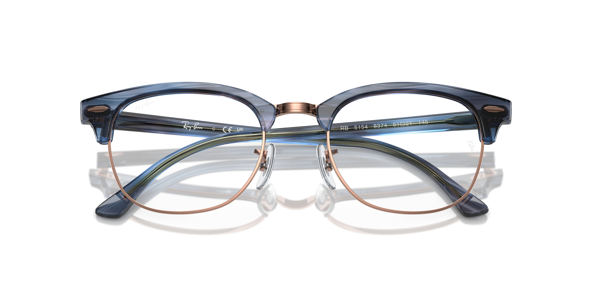 Clubmaster Optics RX5154 53mm - Striped Blue On Rosegold