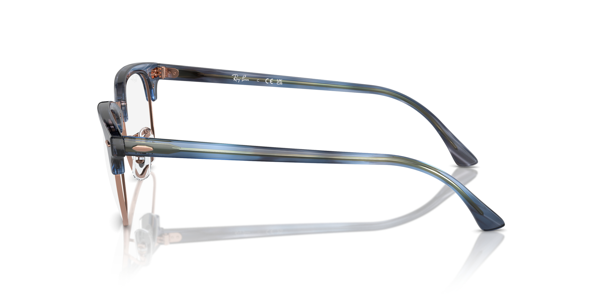 Clubmaster Optics RX5154 53mm - Striped Blue On Rosegold