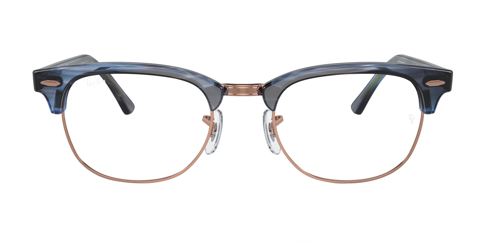 Clubmaster Optics RX5154 51mm - Striped Blue On Rosegold