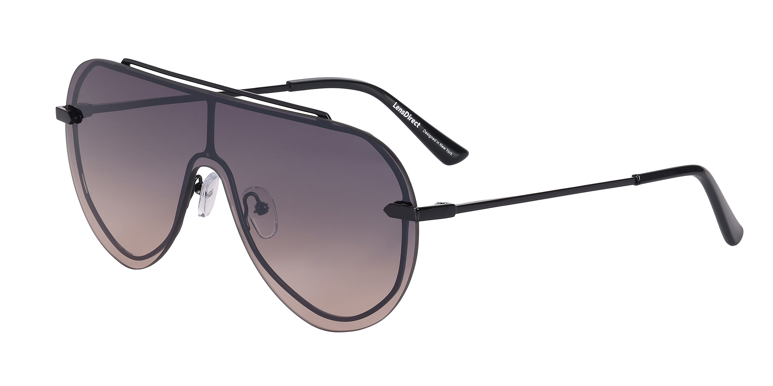 Susan - Shiny Black - Grey Gradient Lenses