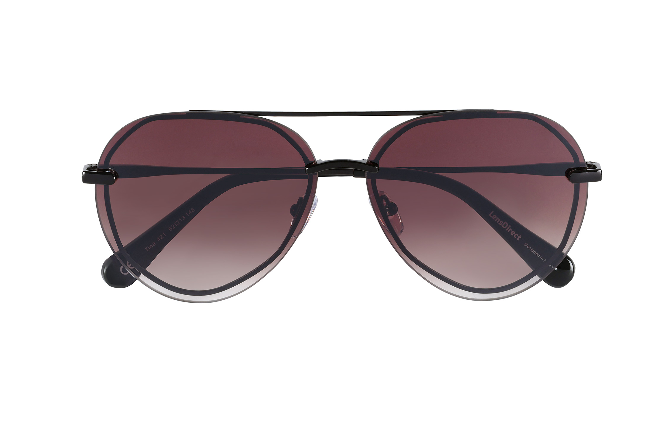 Tina - Shiny Black - Brown Gradient Lenses