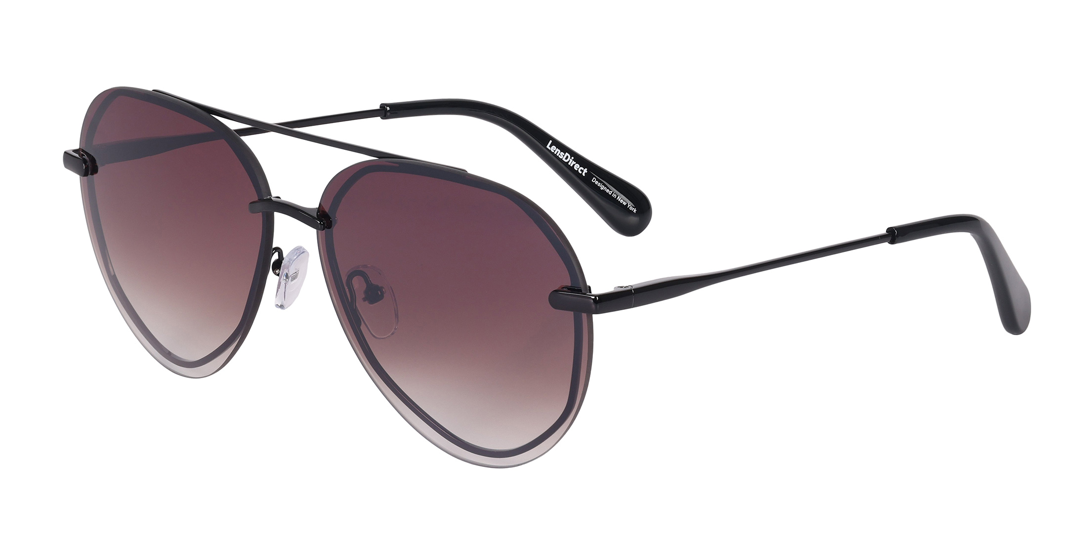 Tina - Shiny Black - Brown Gradient Lenses