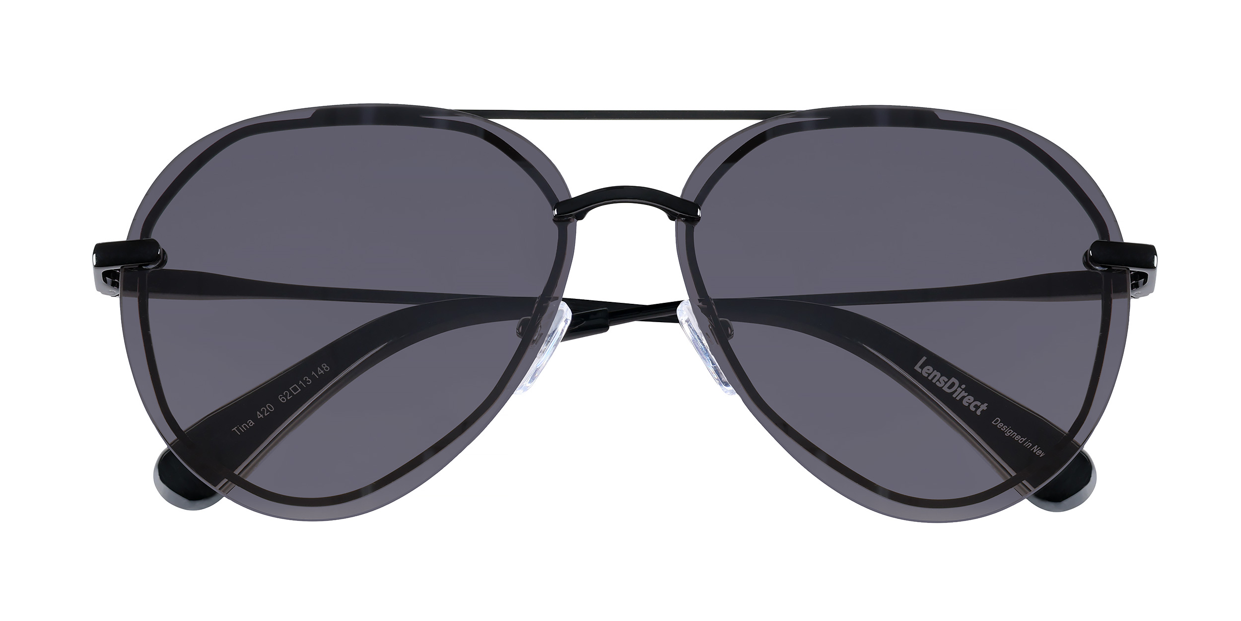 Tina - Shiny Black - Grey Gradient Lenses