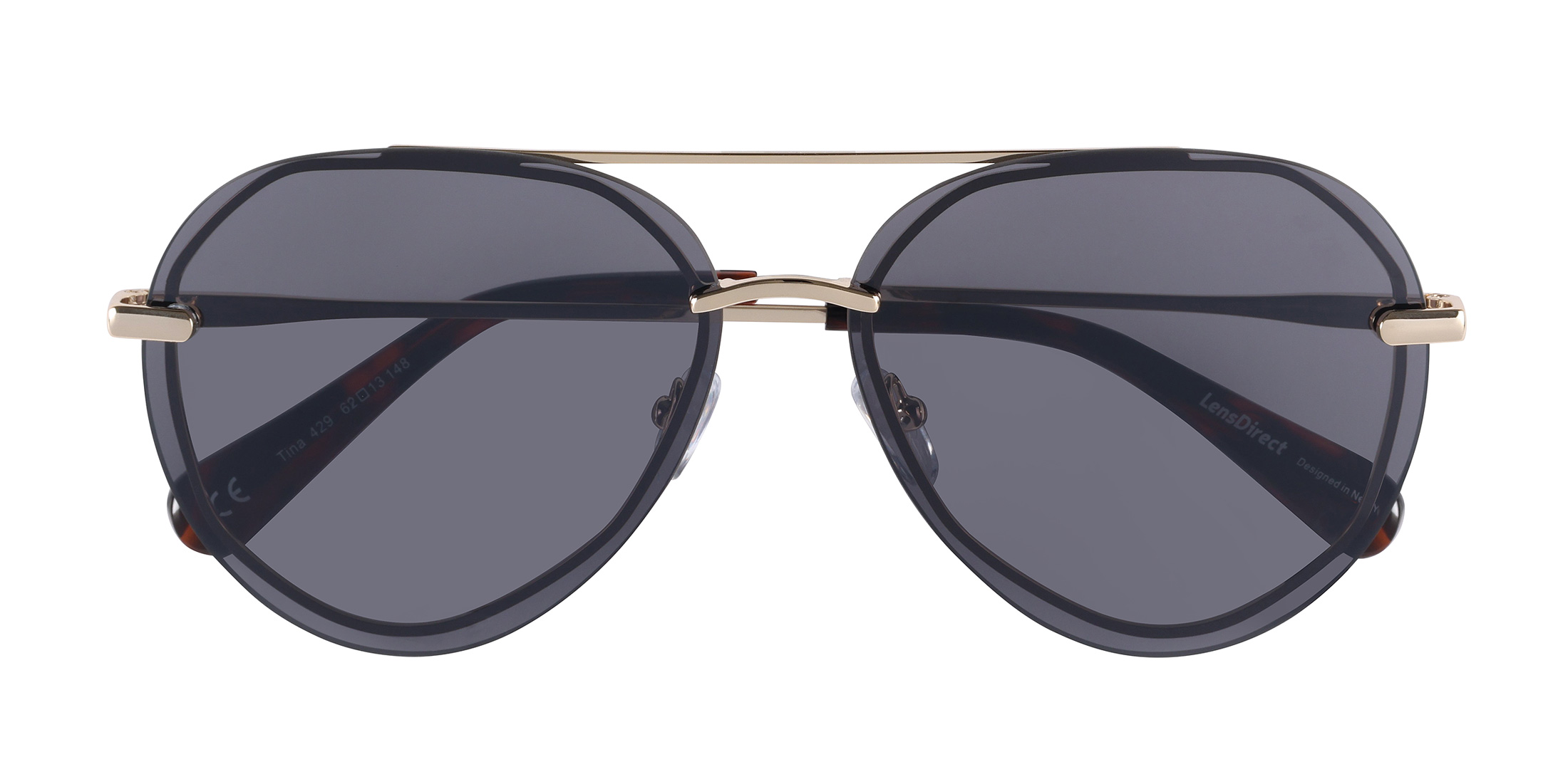 Tina - Shiny Gold - Grey Gradient Lenses